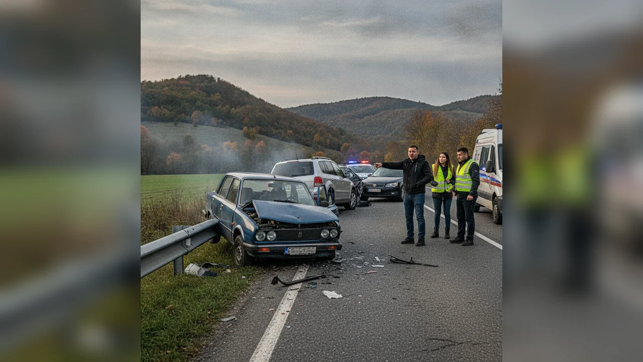 Accident cu 3 mașini lângă Zosin, un șofer la spital