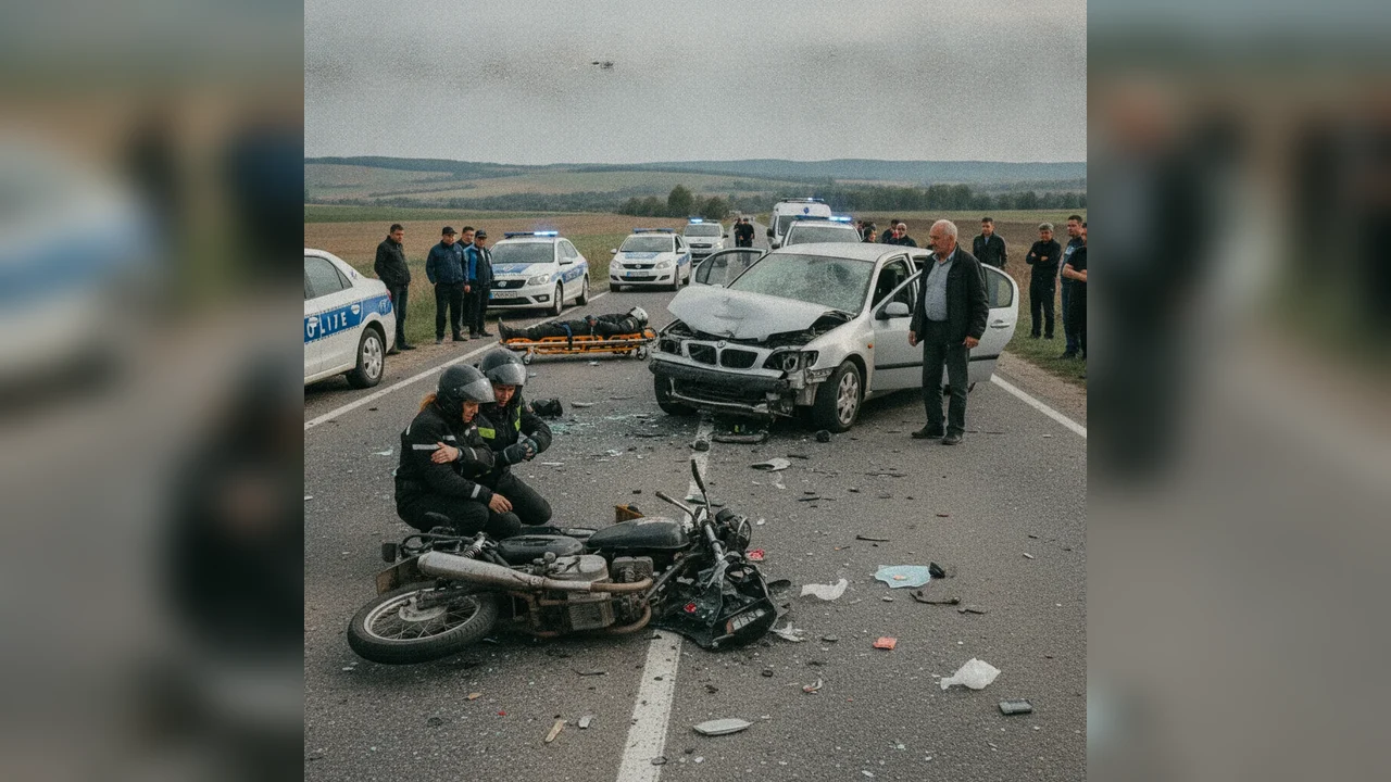 Accident în Corni, Botoșani: Doi răniți după impact auto-motocicletă