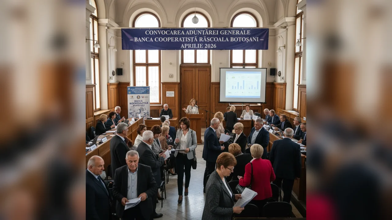 Adunarea Generală a membrilor cooperatori ai Băncii Cooperatiste Răscoala, convocată la Botoșani pentru aprilie 2026