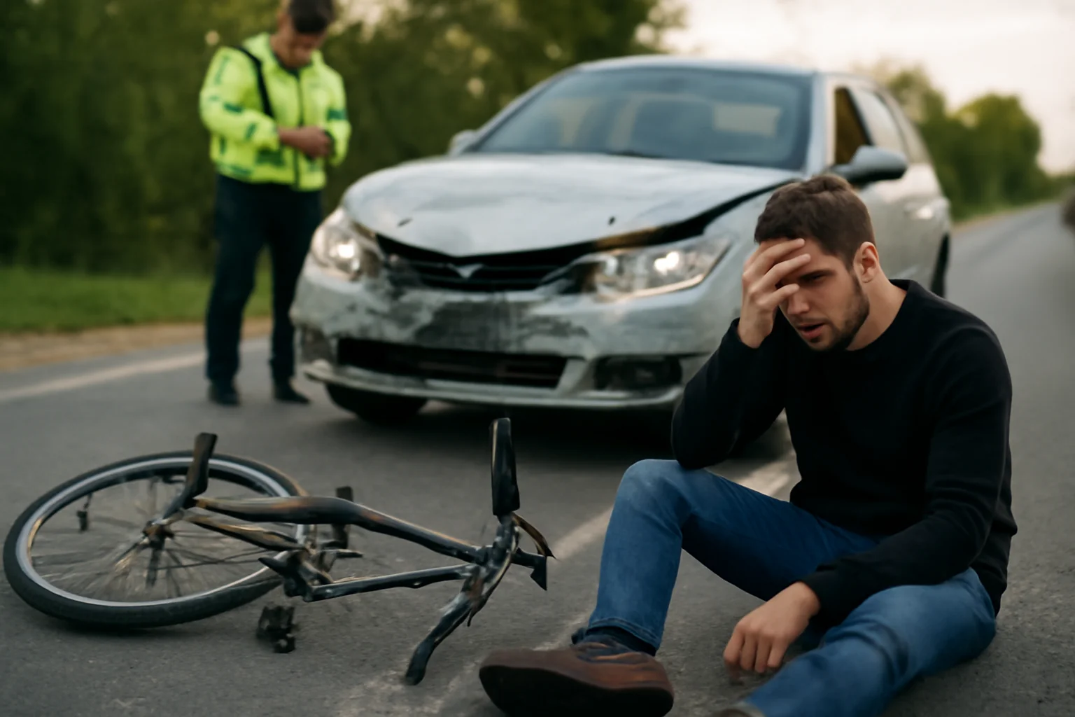 Biciclist beat provoacă un grav accident de circulație