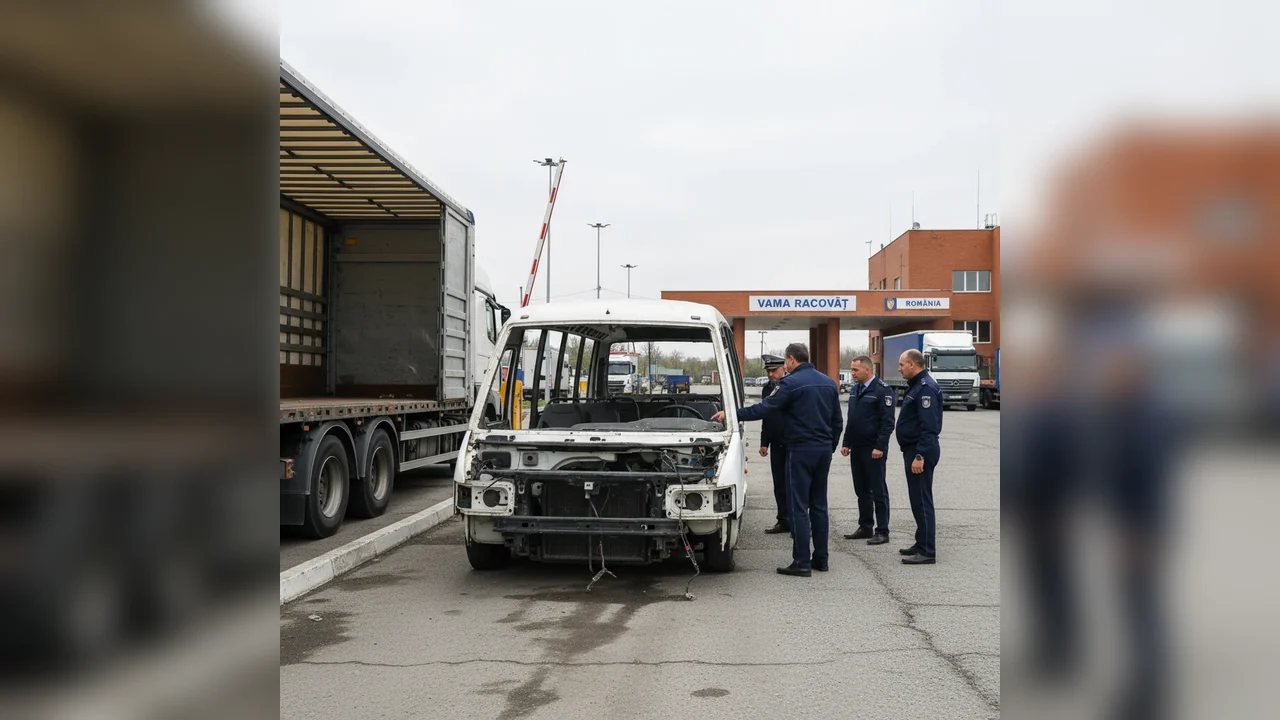 Caroserie de microbuz dată furată în Germania, găsită de polițiști în punctul de trecere Racovăț