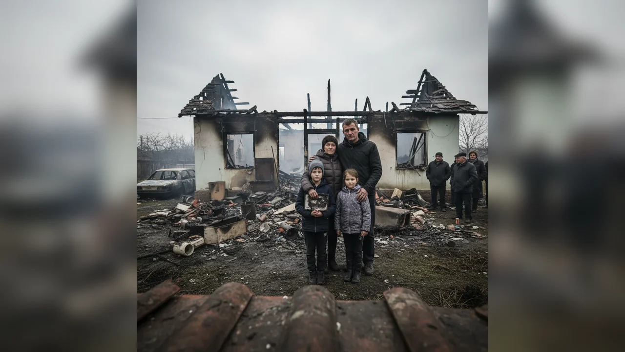 Casă distrusă de incendiu la Havârna, în județul Botoșani, la început de an