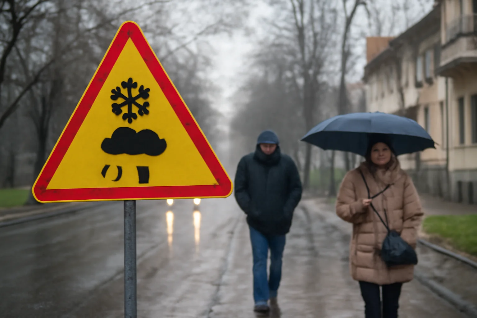 Cod galben de precipitații mixte și polei la Botoșani, valabil până la ora 14:00