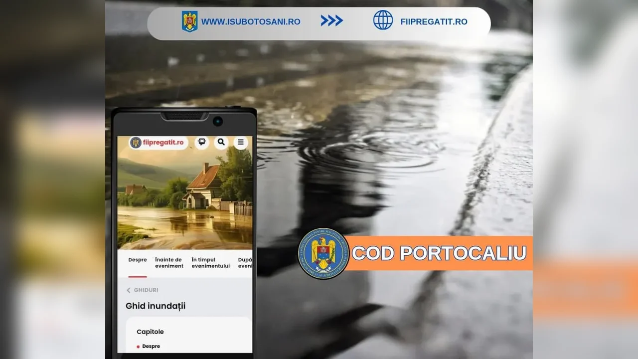 Cod portocaliu la Coțușca și Mitoc: ploi 25–30 l/mp, vânt 60–80 km/h