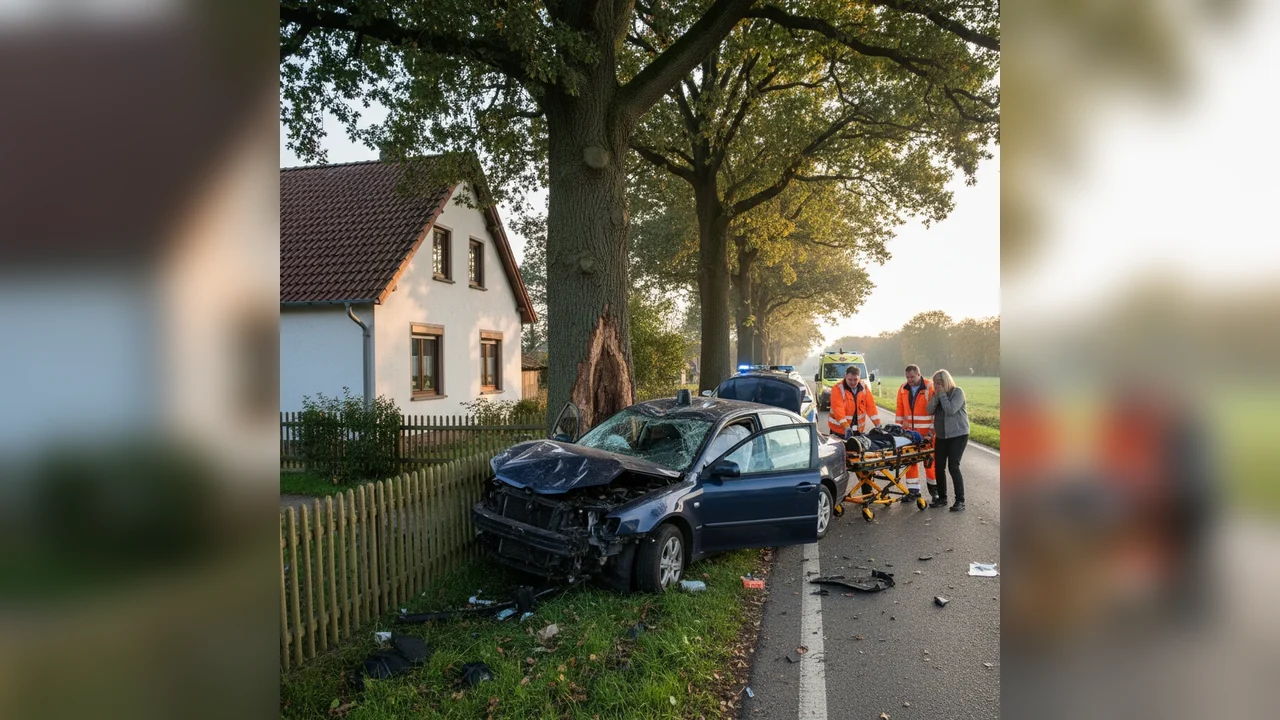 Copac doboară mașina în impact violent la doar câteva minute acasă
