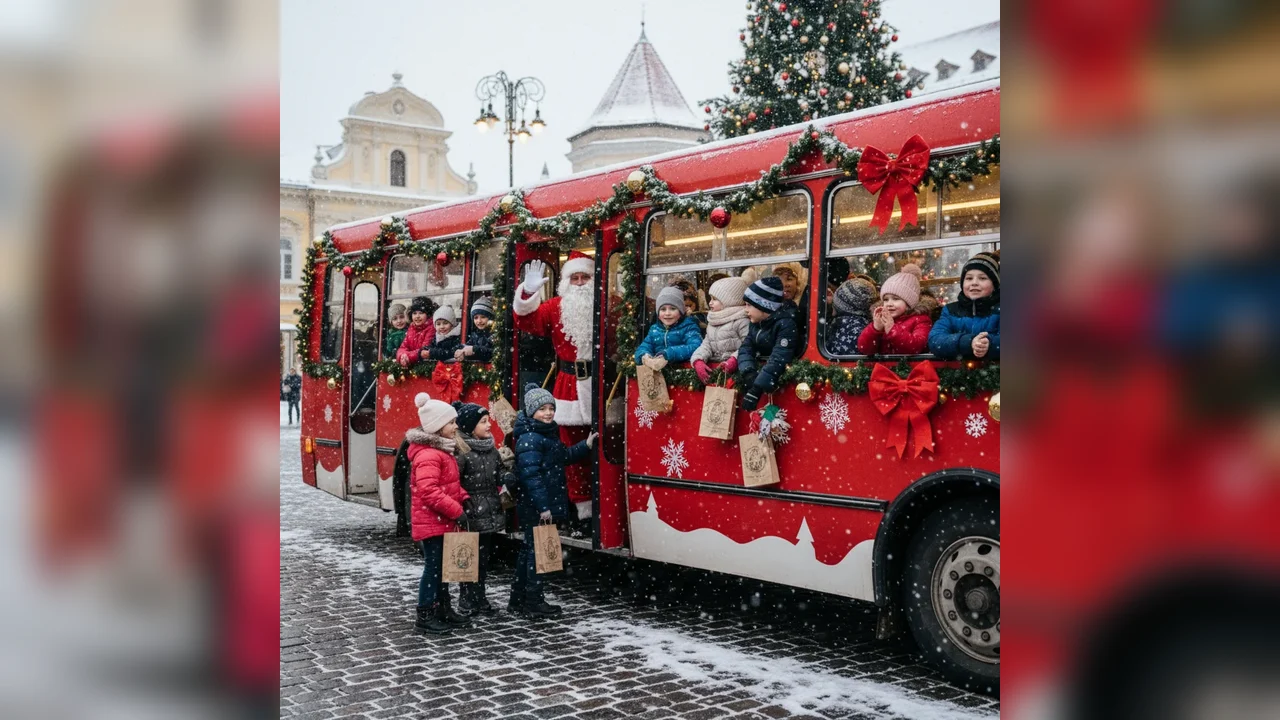 Copii din localitate invitaţi la plimbarea cu autobuzul lui Moş Crăciun