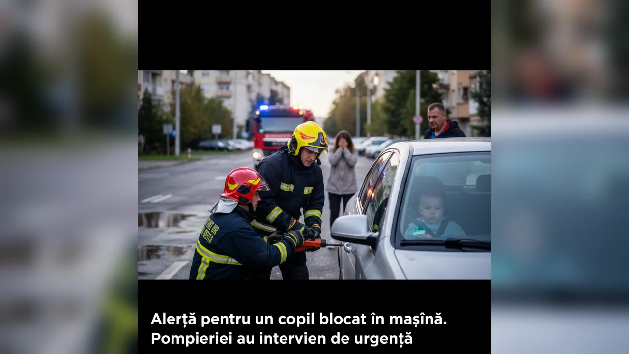 Copil blocat în mașină, intervenție de urgență a pompierilor