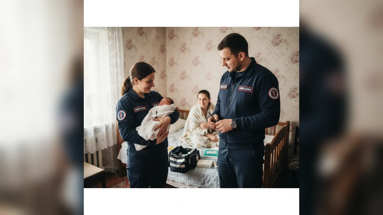 doi paramedici au adus pe lume un băiețel sănătos