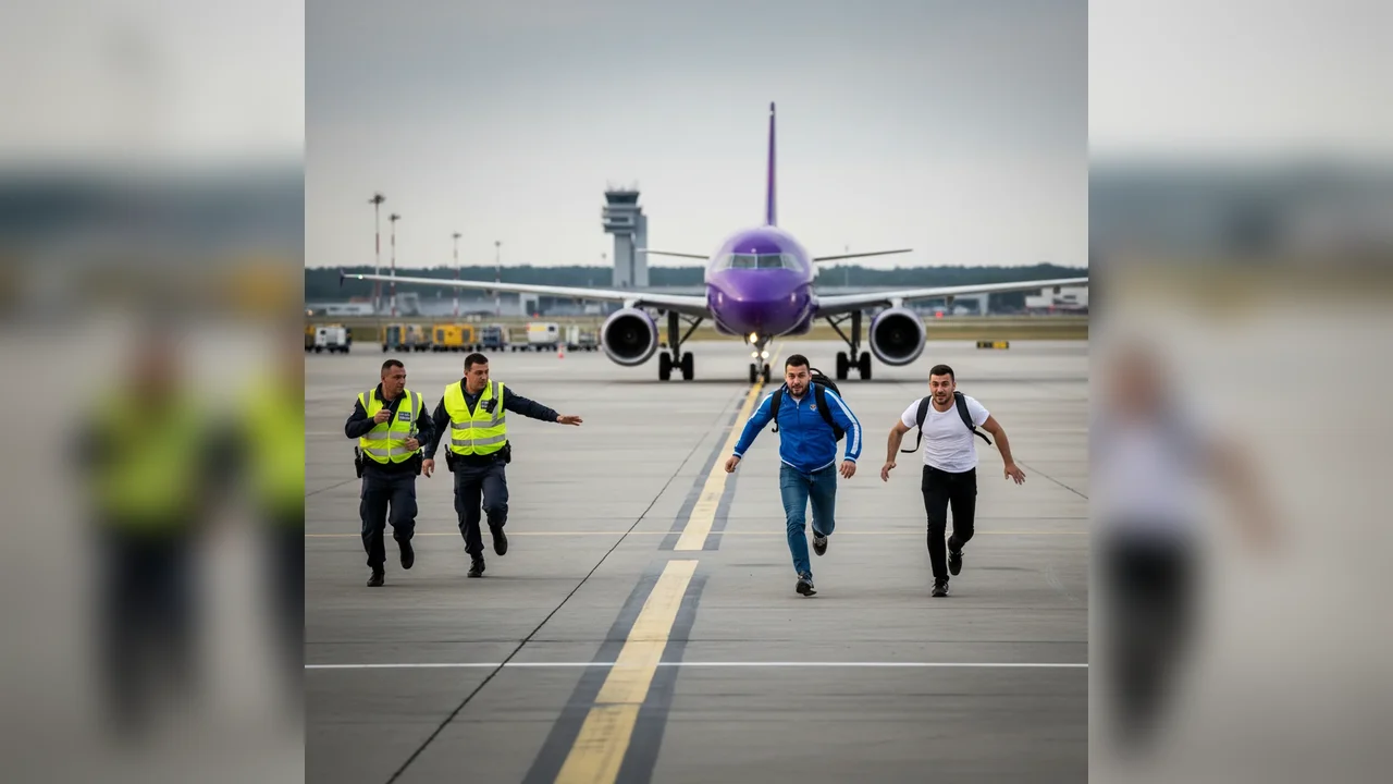 Doi români urmăriți pe pista aeroportului din Köln după un avion WizzAir, opriți de securitate (VIDEO)