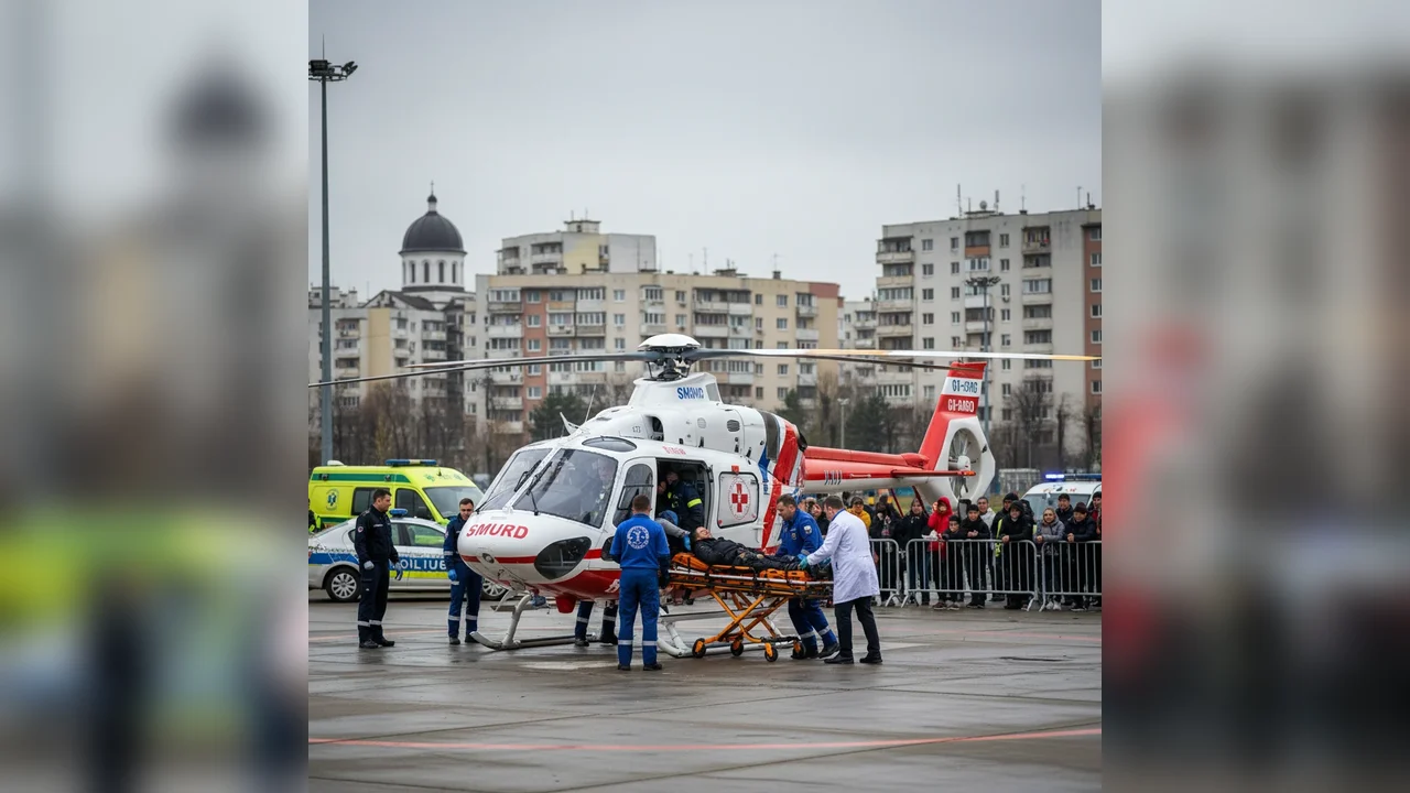 Elicopterul SMURD intervine de urgență la Botoșani pentru un bărbat în stare critică (VIDEO)