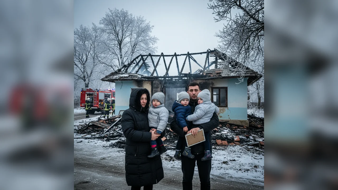 Familie din Botoșani, fără locuință după un incendiu puternic în plină iarnă
