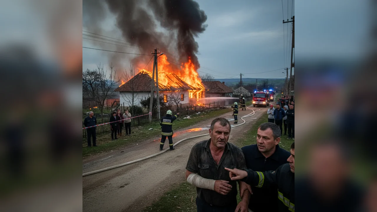 Incendiu puternic la Horlăceni, în județul Botoșani: anexă gospodărească distrusă, proprietar rănit