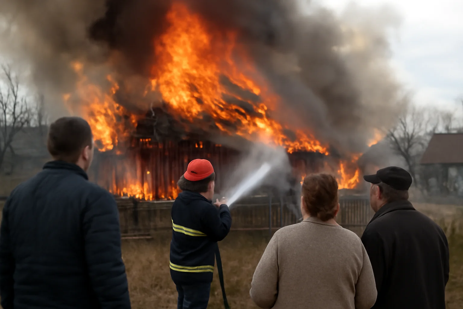 Incendiu puternic la o fermă din județul Botoșani, intervenție a pompierilor marți seară