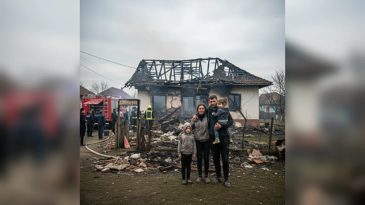 Incendiu puternic la o locuință din Cristești, lângă Botoșani: familie rămasă fără acoperiș
