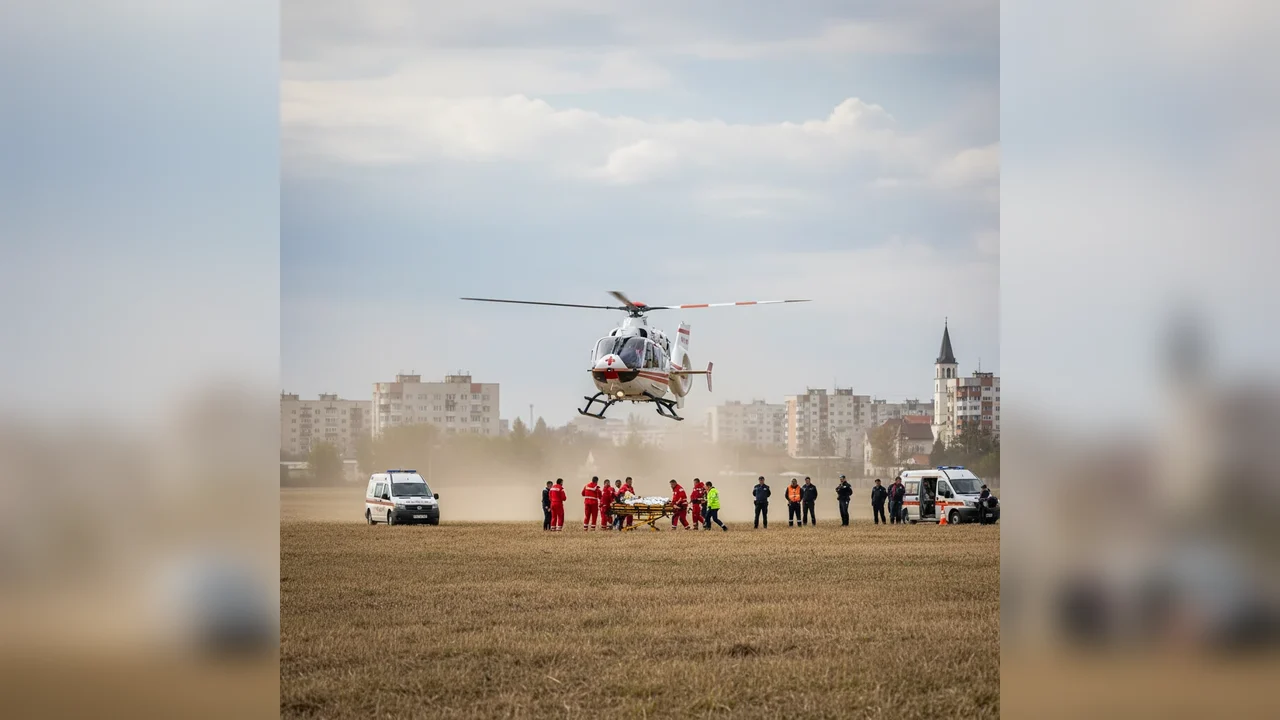 Intervenție aeriană de urgență la Botoșani pentru salvarea unei femei în stare critică | VIDEO