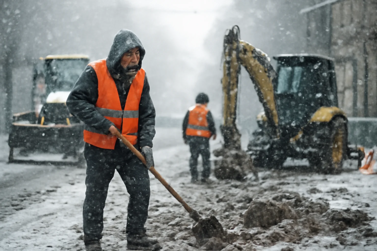 Lucrările pe șantier continuă la Botoșani, în ciuda ninsorii de februarie