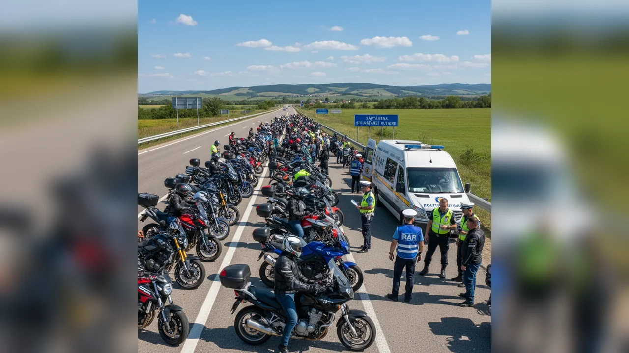 Motocicliști verificați de Poliția Rutieră în Săptămâna Siguranței