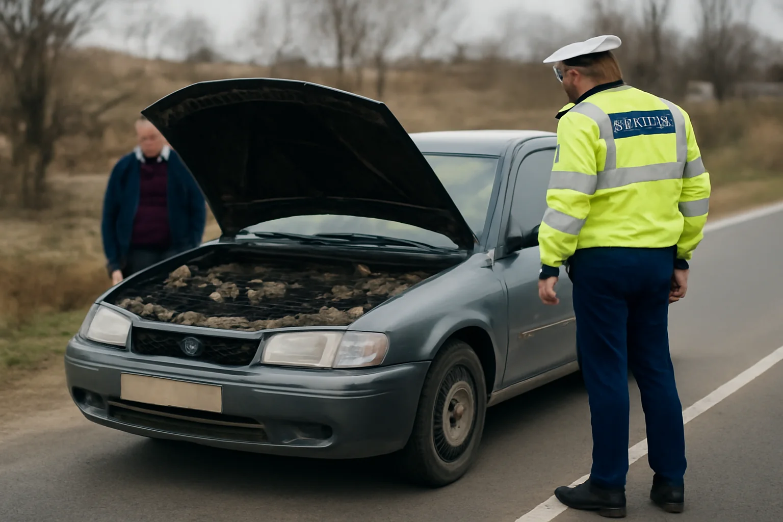 poliția amendează șoferul și confiscă marfa