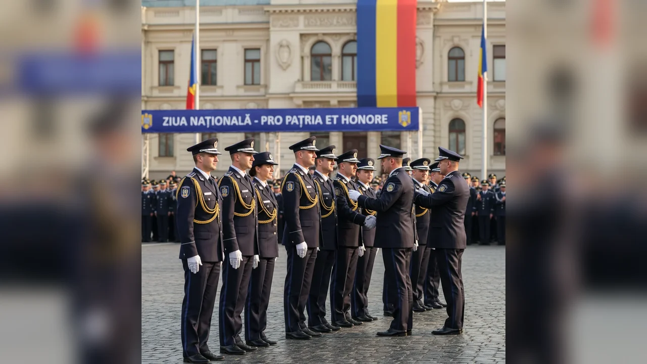 Poliţişti locali promovaţi în grad cu ocazia Zilei Naţionale