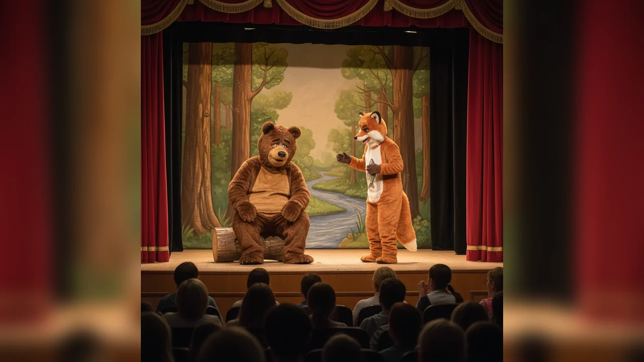 Reprezentația „Ursul păcălit de vulpe” revine pe scena Teatrului „Vasilache” din Botoșani