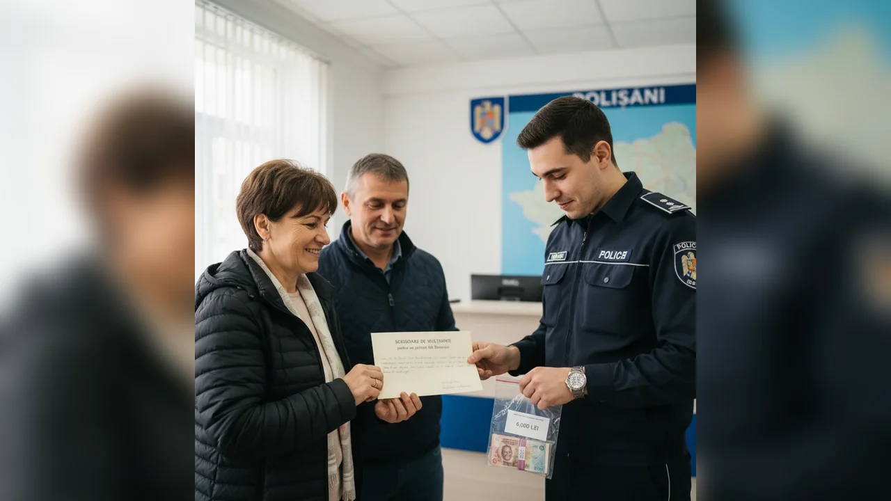 Scrisoare de mulțumire la Poliția Botoșani după recuperarea a 6.000 de lei furați
