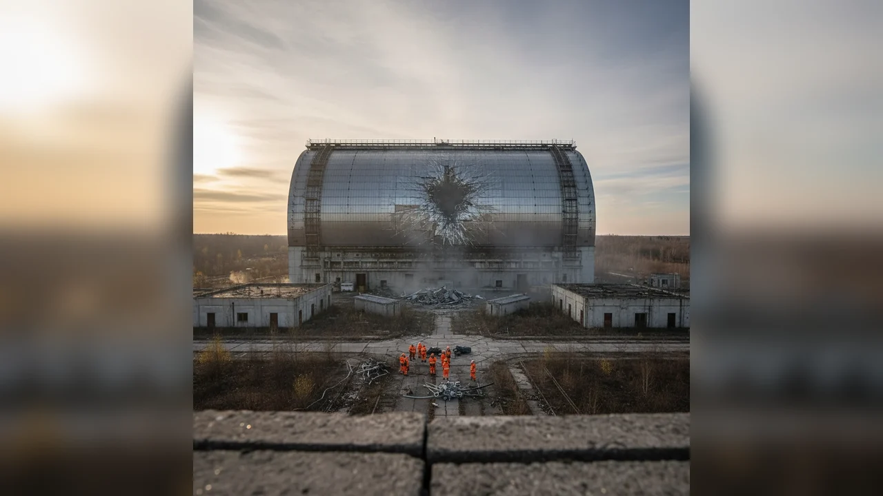 Scutul de protecție de la Cernobîl deteriorat după un atac cu dronă
