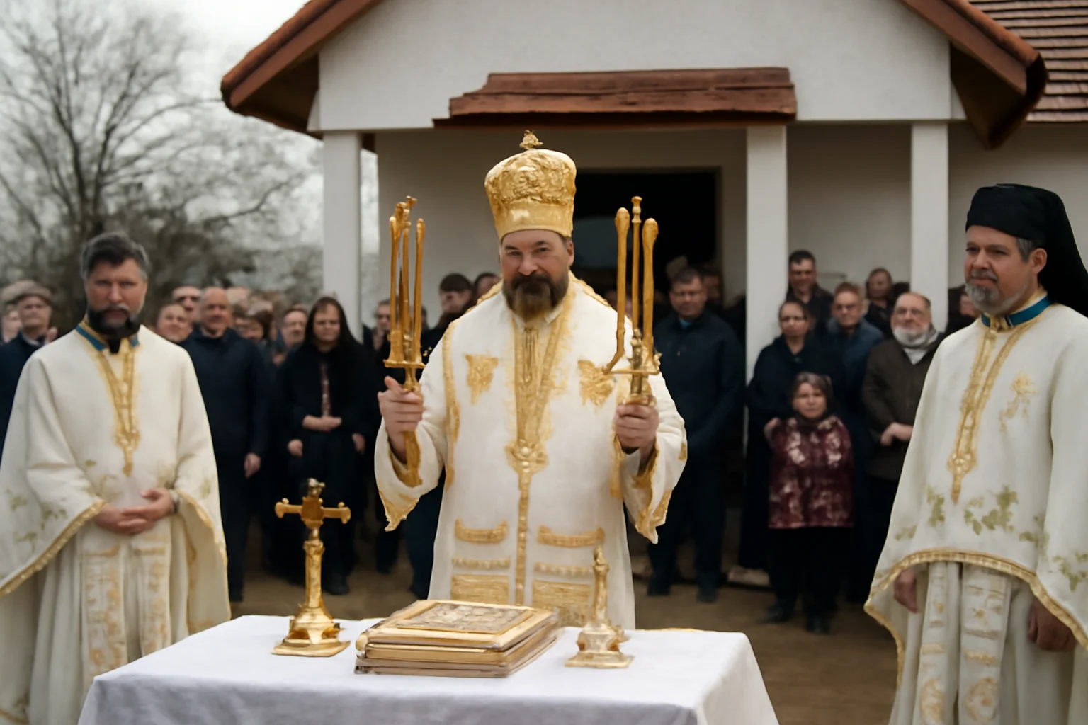 Slujbă arhierească și sfințirea casei praznicale în comuna Brăești, județul Botoșani