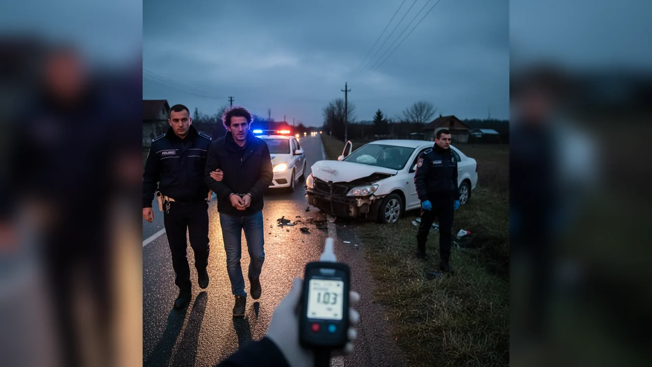Șofer din Românești reținut la Botoșani după un accident la Ștefănești, testat cu 1,03 alcool în aerul expirat