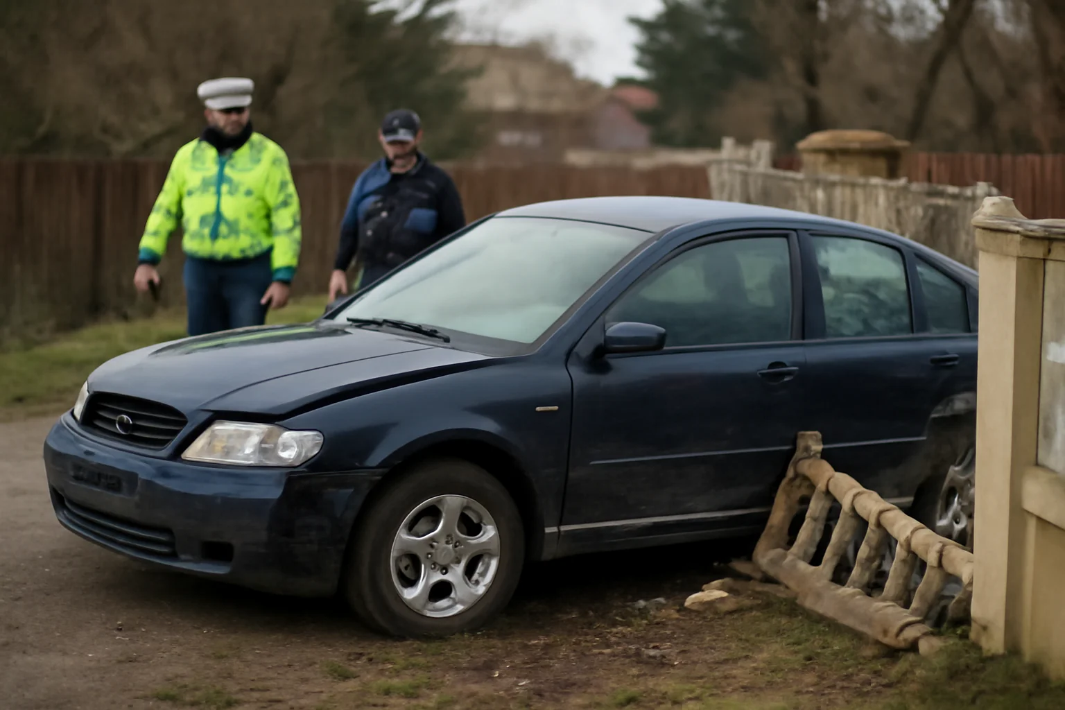 Șofer urmărit de polițiști după ce a condus băut a lovit un gard în municipiul Botoșani