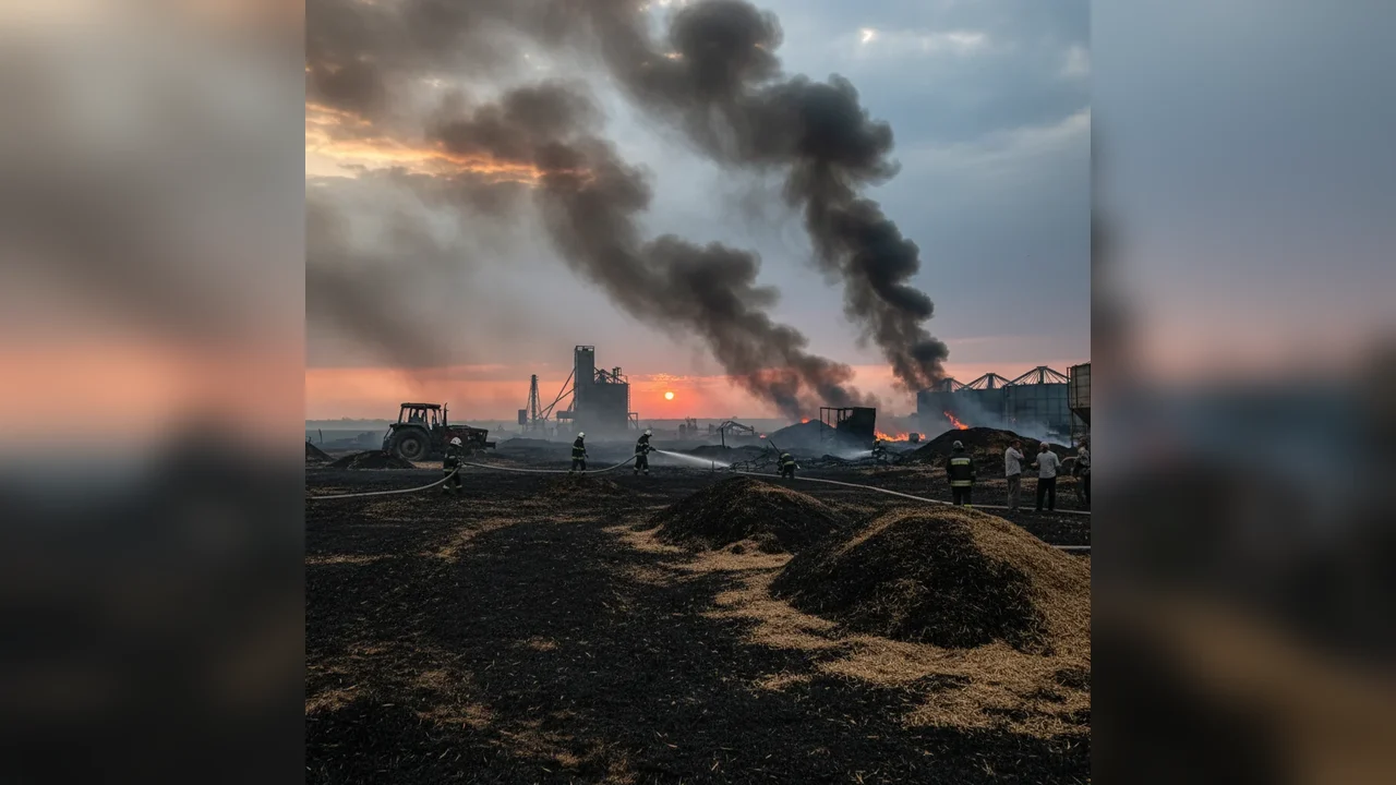 Tone de cereale distruse de un incendiu puternic în județ