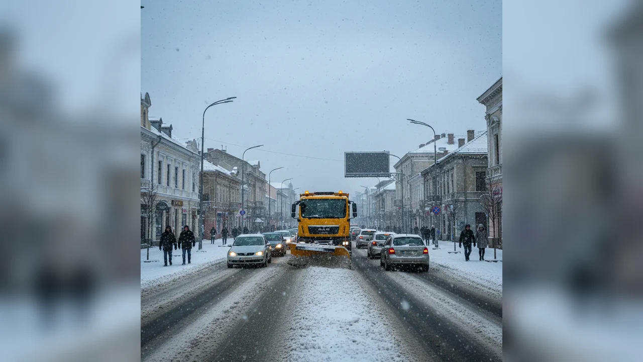 Trafic în condiții de iarnă la Botoșani: intervenții de deszăpezire în noaptea de 18 februarie
